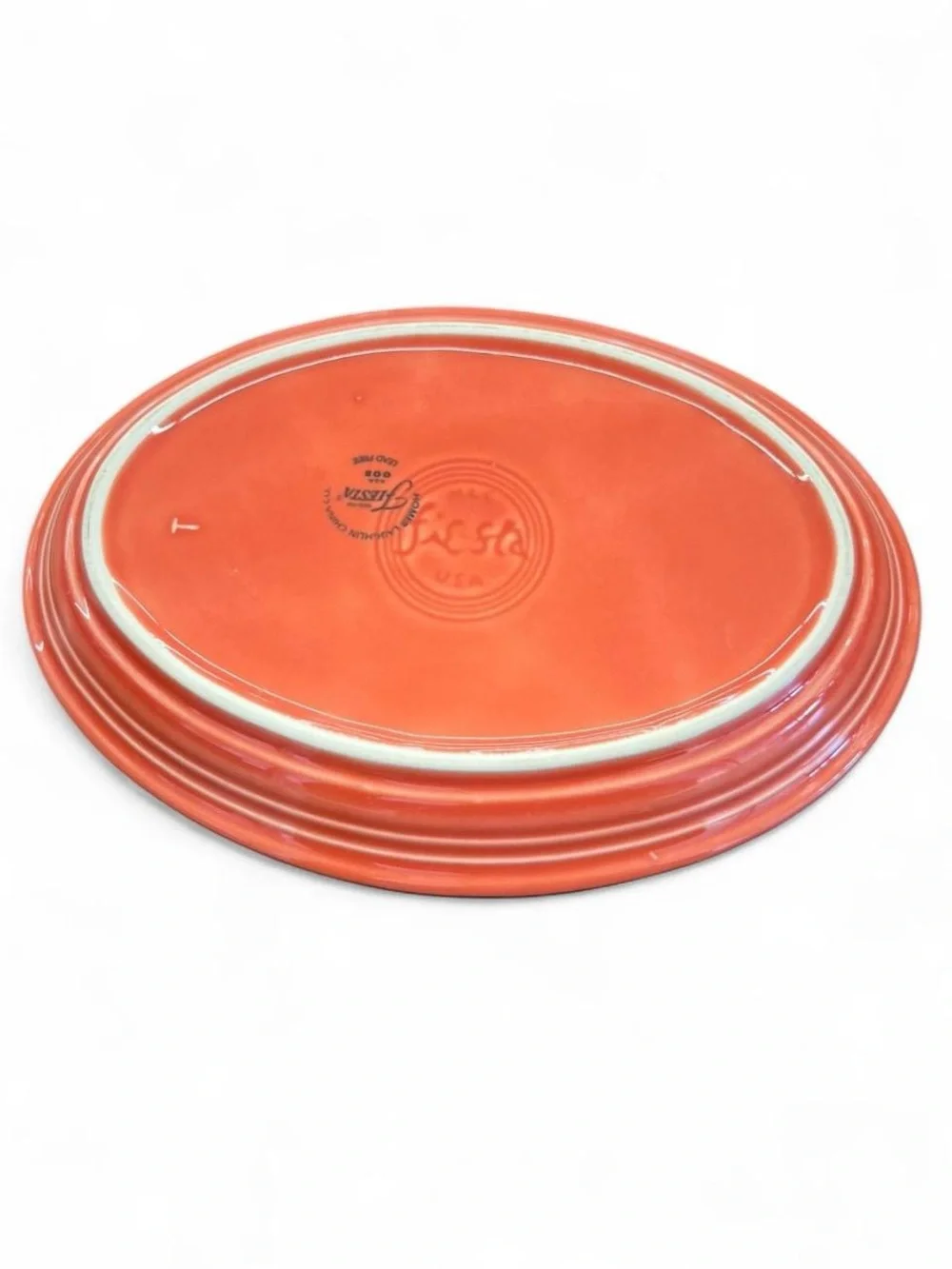 2 Fiesta Orange Oval Serving Plates 9.5”